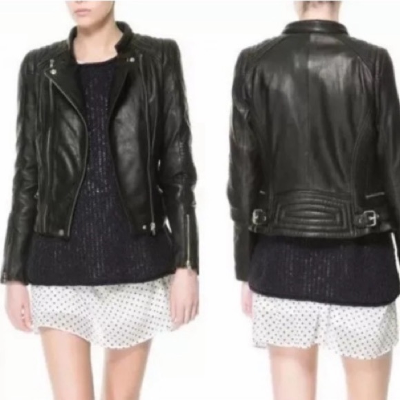 Zara Genuine Leather Moto Jacket ASO Kendall & Kylie Jenner, Size XS - Picture 4 of 16